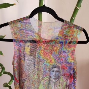 Native American Print Sheer Top